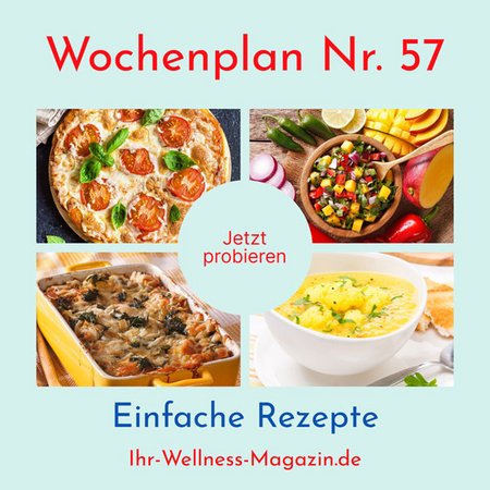 Wochenplan Nr. 57: Rezepte für Blumenkohl-Curry-Suppe, Pizza-Frittata, Lachs-Spinat-Auflauf ...