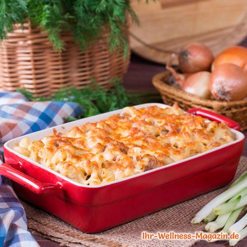 Low-Carb-Pasta-Auflauf mit Eiweißnudeln