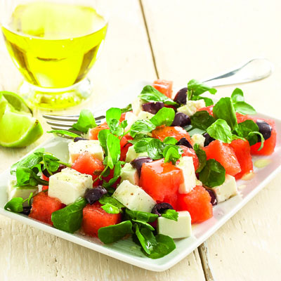 Melonen Rezept zum Abnehmen: Salat mit Wassermelone und Feta