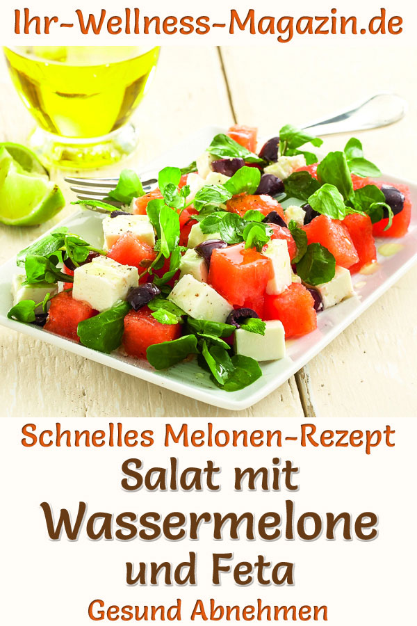 Salat mit Wassermelone und Feta - Gesundes Diät-Rezept zum Abnehmen