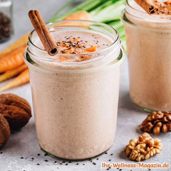 Proteinshake mit Karotte, Walnuss, Zimt und Chia EiweißshakeRezept