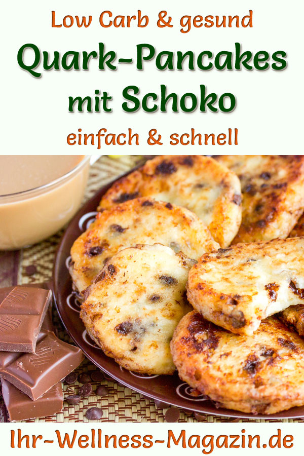 Low Carb QuarkPancakes mit Schokostückchen gesundes Rezept fürs
