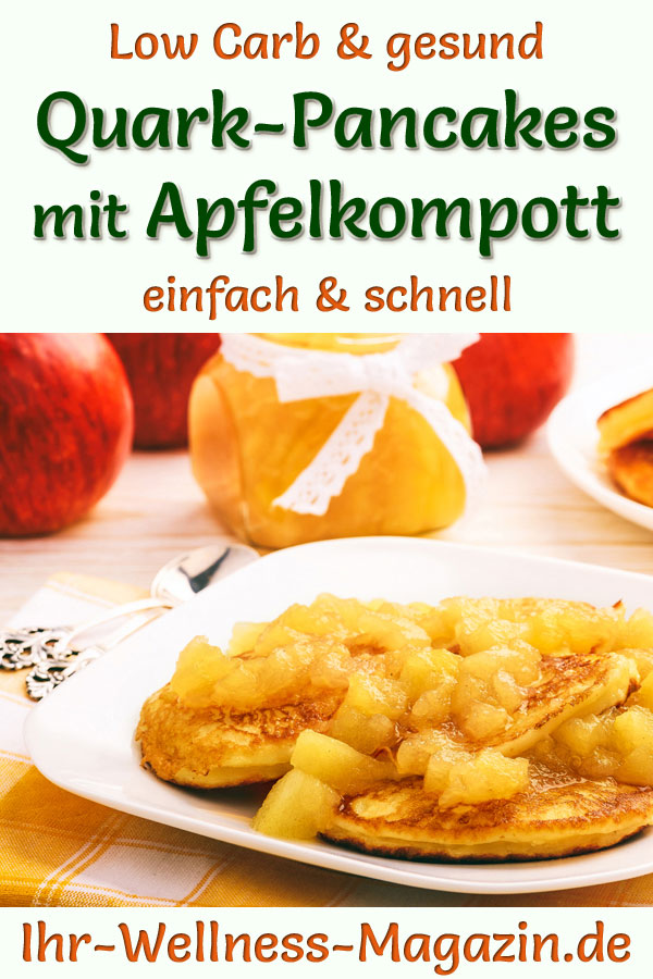 Low Carb QuarkPancakes mit Apfelkompott gesundes Rezept fürs Frühstück