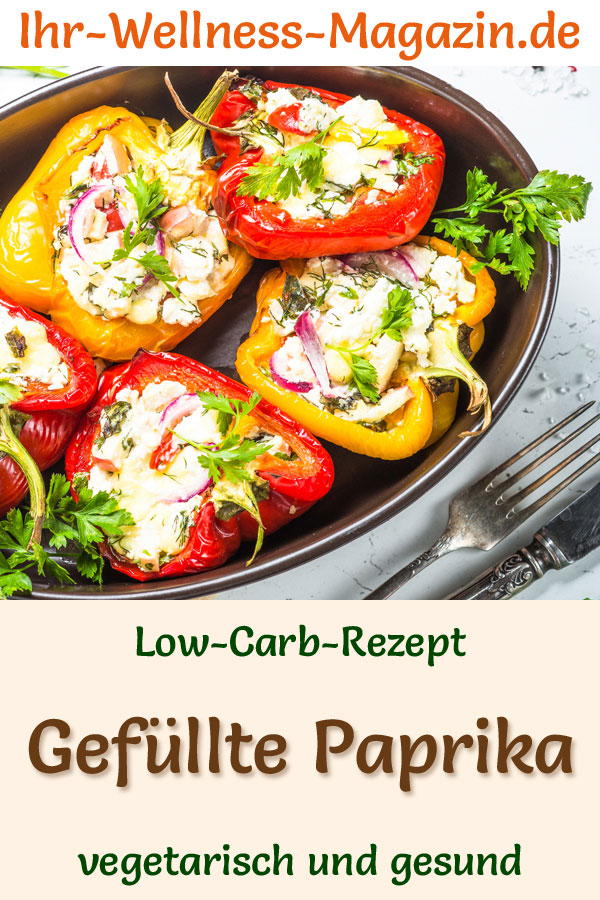 LowCarbRezept für gefüllte Paprika gesundes, vegetarisches Hauptgericht