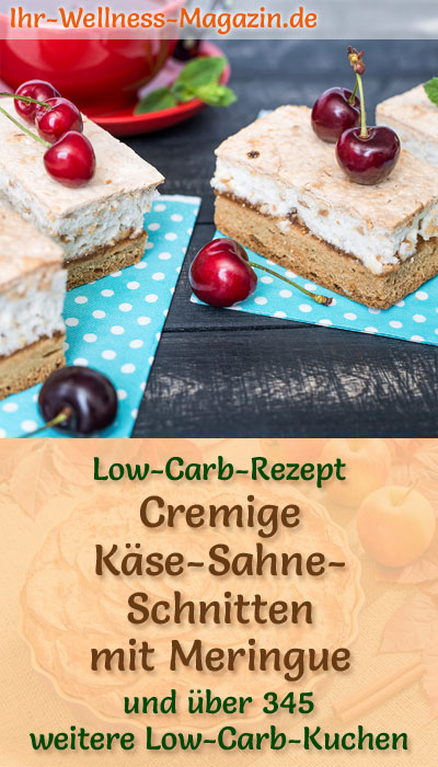 Cremige Low Carb Käse-Sahne-Schnitten mit Meringue - Rezept ohne Zucker