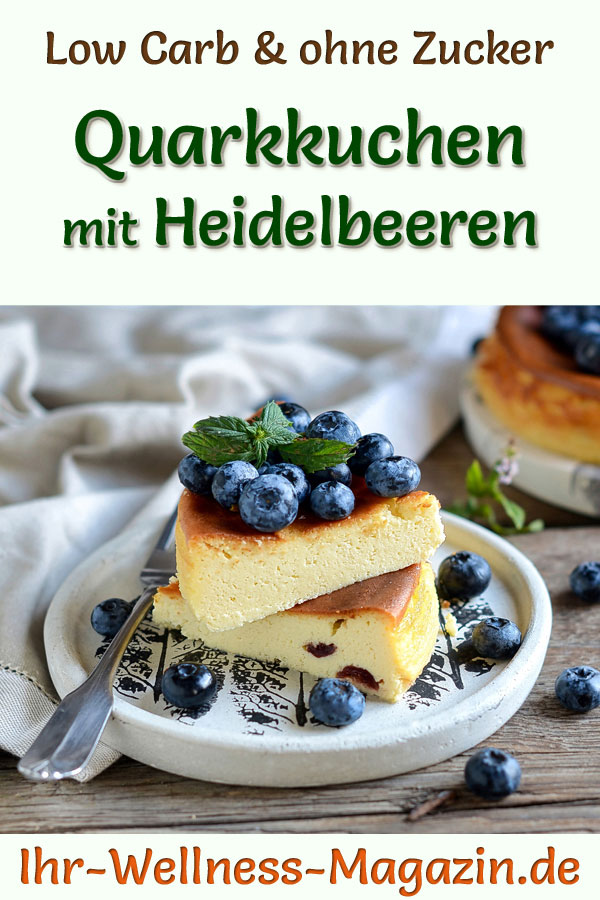 Low-Carb-Quarkkuchen mit Heidelbeeren - Käsekuchen-Rezept ohne Zucker