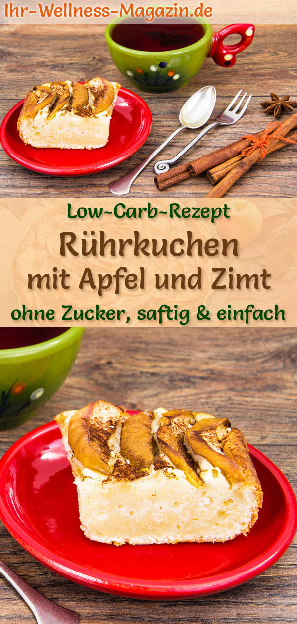 Low-Carb-Rührkuchen mit Apfel und Zimt - Rezept ohne Zucker