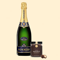 Pommery Brut Apanage mit Macolat Dark Chocolate